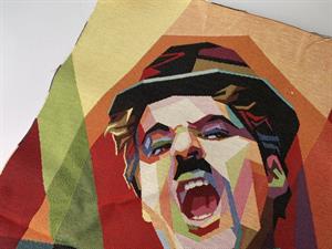 Gobelin - 1 stk. pudestykke med Charlie Chaplin, 47 cm x 47 cm