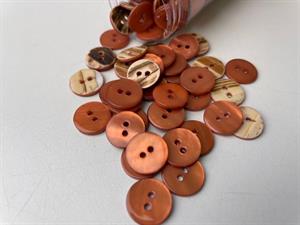 Poleret perlemorsknap - terracotta og blank, 13 mm