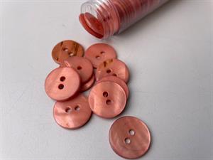 Poleret perlemorsknap - rosa og blank, 18 mm