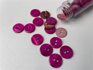 Poleret perlemorsknap - intens fuchsia og blank, 13 mm