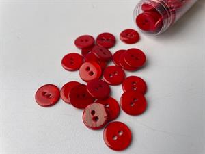 Poleret perlemorsknap - rød og blank, 12 mm