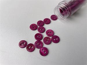 Poleret perlemorsknap - mørk fuchsia og blank, 9 mm