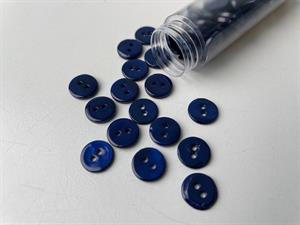Poleret perlemorsknap - marineblå og blank, 10 mm