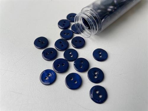Poleret perlemorsknap - marineblå og blank, 10 mm