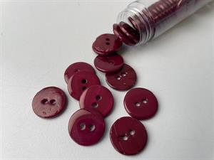 Poleret perlemorsknap - vinrød og blank, 18 mm