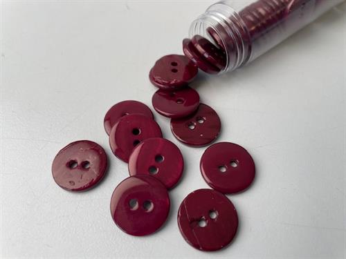 Poleret perlemorsknap - vinrød og blank, 18 mm