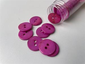 Poleret perlemorsknap - fuchsia lilla og blank, 18 mm