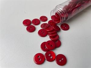 Poleret perlemorsknap - dyb rød og blank, 10 mm