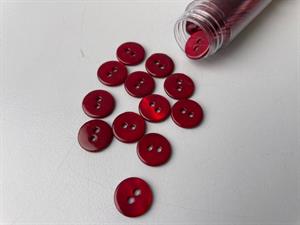 Poleret perlemorsknap - cherry red og blank, 11 mm