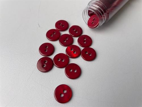 Poleret perlemorsknap - cherry red og blank, 11 mm