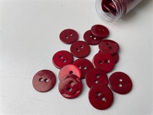 Poleret perlemorsknap - cherry red og blank, 15 mm
