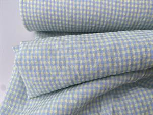 Bæk og bølge - garnfarvet og ternet i lyseblå