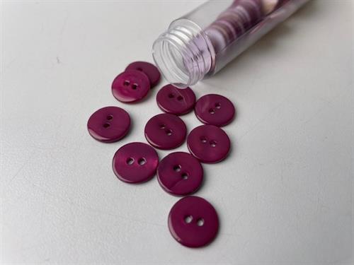 Poleret perlemorsknap - mørk violet og blank, 13 mm