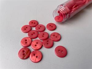 Poleret perlemorsknap - varm rosa og blank, 11 mm