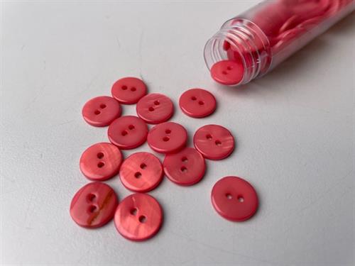 Poleret perlemorsknap - varm rosa og blank, 11 mm