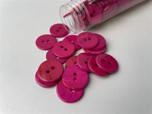 Poleret perlemorsknap - fuchsia pink og blank, 18 mm