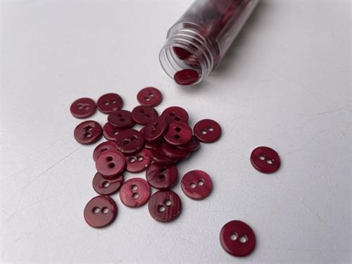 Poleret perlemorsknap - vinrød og blank, 9 mm