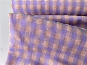 Bæk og bølge - garnfarvet og ternet i lilac / powder