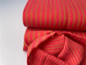Dobbelt gauze - garnfarvede striber i intens fuchsia og terracotta 