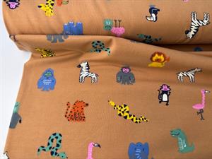 Bomuldsjersey - safaridyr på camel bund