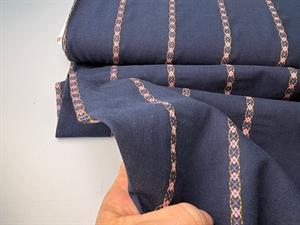 Vævet bomuldspoplin - flotte jacquardvævede striber