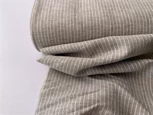 Vævet hør/bomuld - chambré melange stripes olivegreen