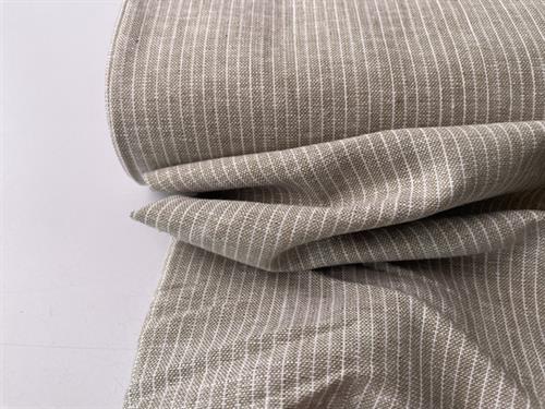 Vævet hør/bomuld - chambré melange stripes olivegreen