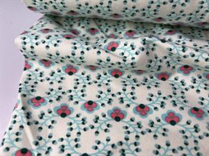 Bomuldsjersey - blide blomstermotiver i friske farver