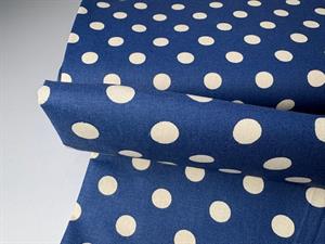 Deko canvas - polkaprikker på marineblå bund