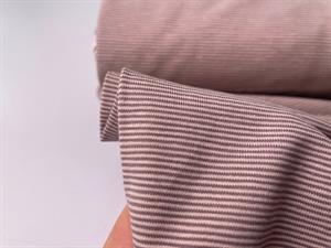 Bomuldsjersey - mikro striber i muldvarp/beige