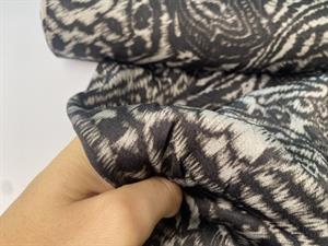 Fastvævet satin - abstrakt mønster i silver / black