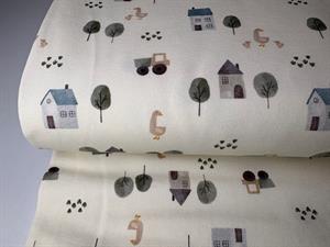 French terry - blid offwhite bund med små fine print