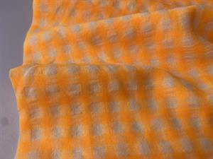 Bæk og bølge - garnfarvet og ternet i ecru / neon orange