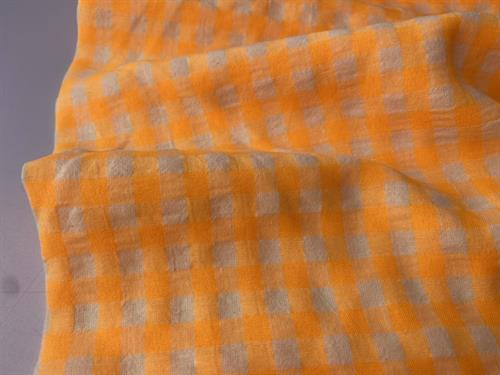 Bæk og bølge - garnfarvet og ternet i ecru / neon orange