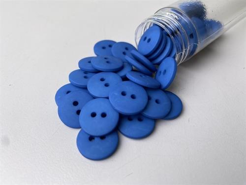Knap - klassisk, mat og denimblå, 15 mm