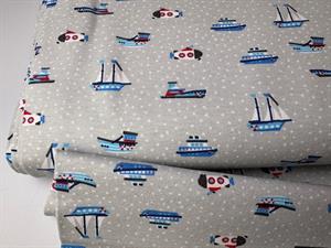 Bomuldsjersey - på havet med fine prikker