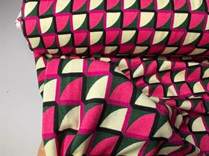 Viscosejersey - grafisk i pink toner