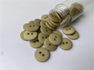 Knap - klassisk, mat og khaki, 15 mm