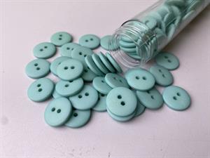 Knap - klassisk, mat og lys aquamarin, 15 mm
