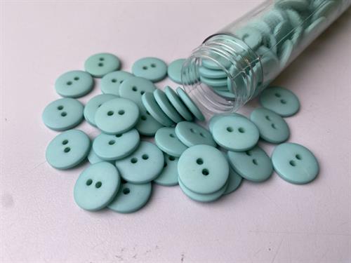 Knap - klassisk, mat og lys aquamarin, 15 mm