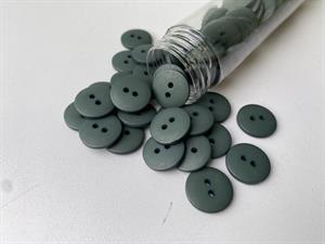 Knap - klassisk, mat og petroleumsgrøn, 15 mm