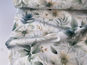 Bomuldsjersey - yndige blomster i blide toner