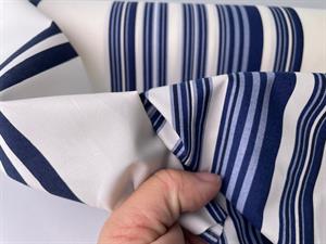 Skjortepoplin - striber i navy og offwhite