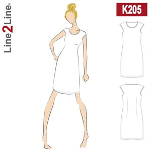 Line2Line snitmønster - K205 Kjole med lille vingeærme