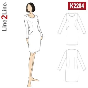 Line2Line snitmønster -  K2204 Kjole med lommer, stræk