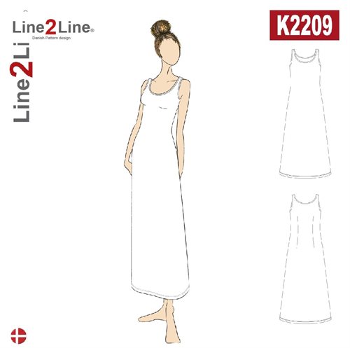Line2Line snitmønster - K2209 Tank top maxi kjole