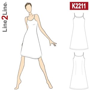 Line2Line snitmønster - K2211 Stropkjole med vidde