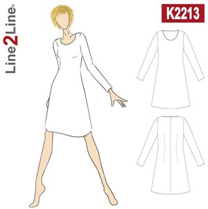Line2Line snitmønster - K2213 Kjole med vidde