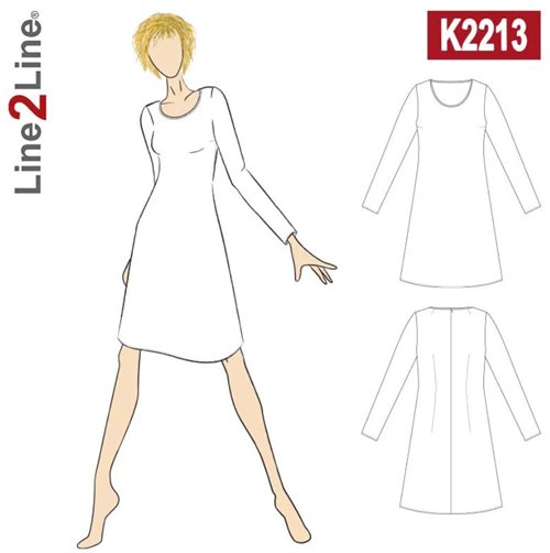 Line2Line snitmønster - K2213 Kjole med vidde