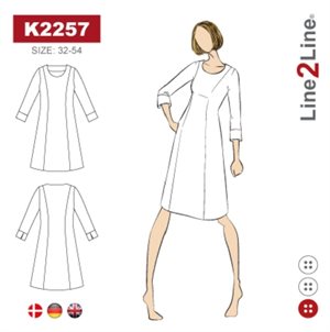 Line2Line snitmønster - K2257 Kjole med husarsnit og vidde - fast